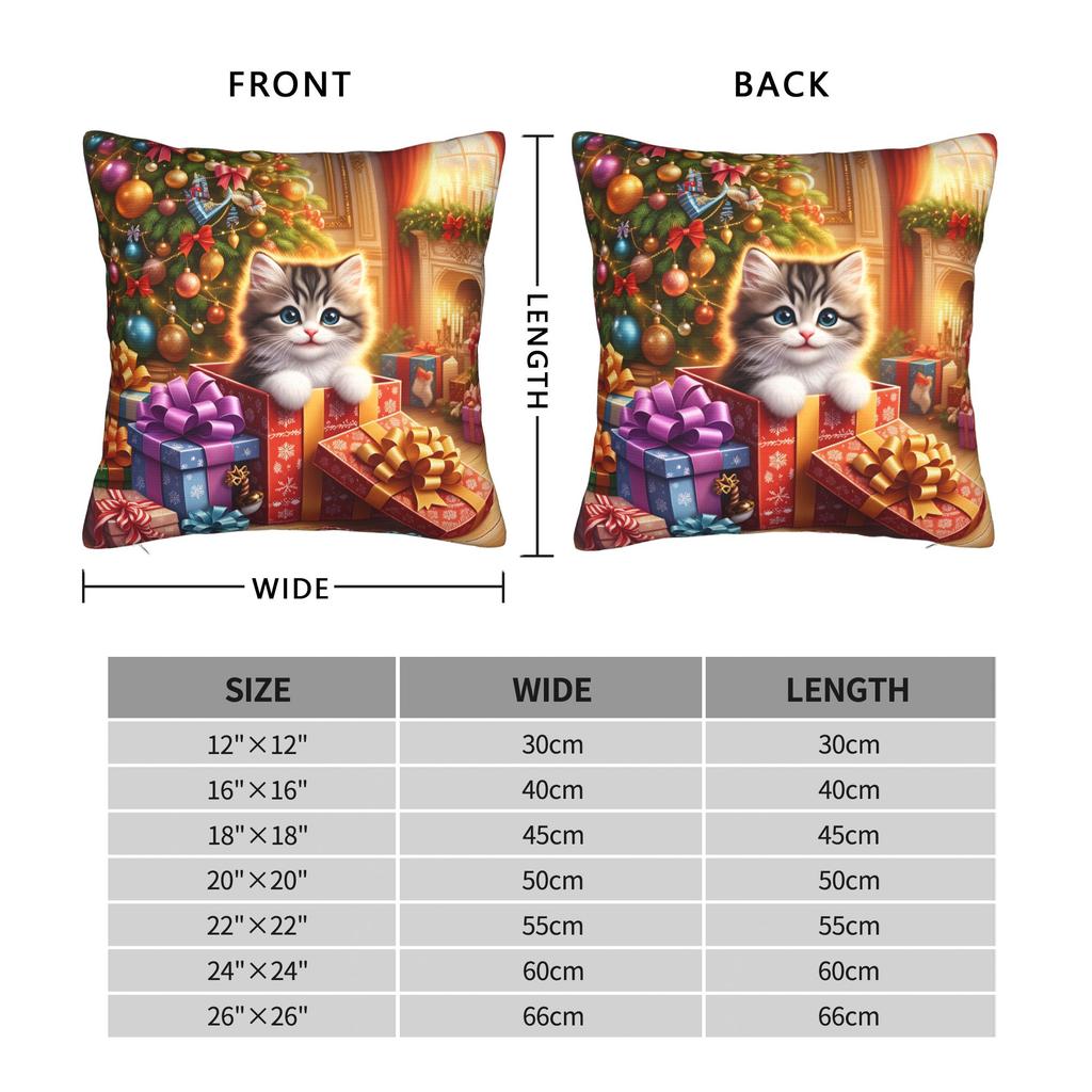 Christmas Cats Adorable Kittens In Festive (9) Pillow Cover Soft Cushion Cover Fashion Pillow Case For Sofa Bedroom Home Decor