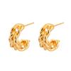 European & American Geometric Twisted Hemp Rope C-Shaped Earrings - High-End Fashion Jewelry for Women