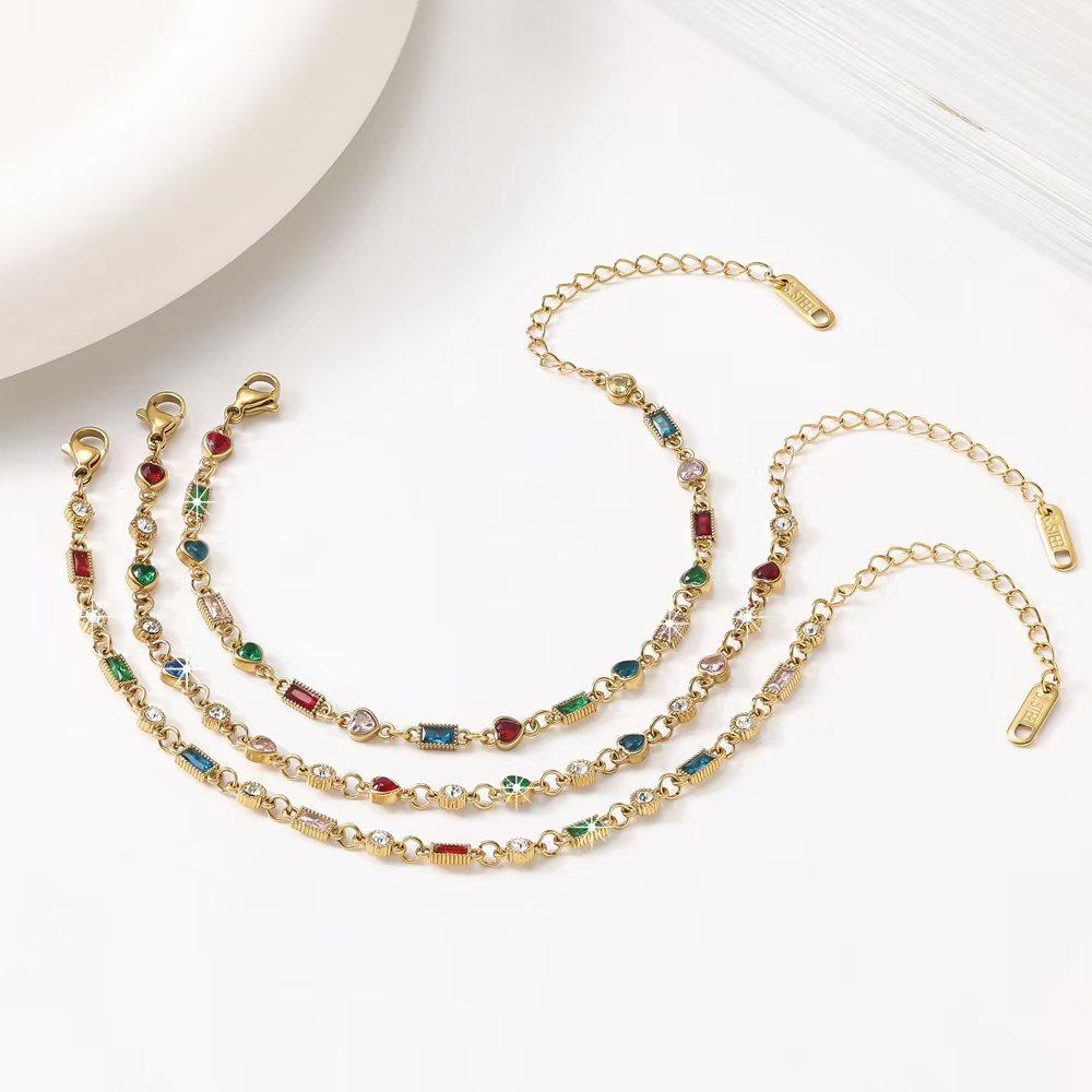 Colored Zircon Stainless Steel Bracelets Shiny Luxurious Niche Original Design Women's Wrist Accessories Bulk Supply