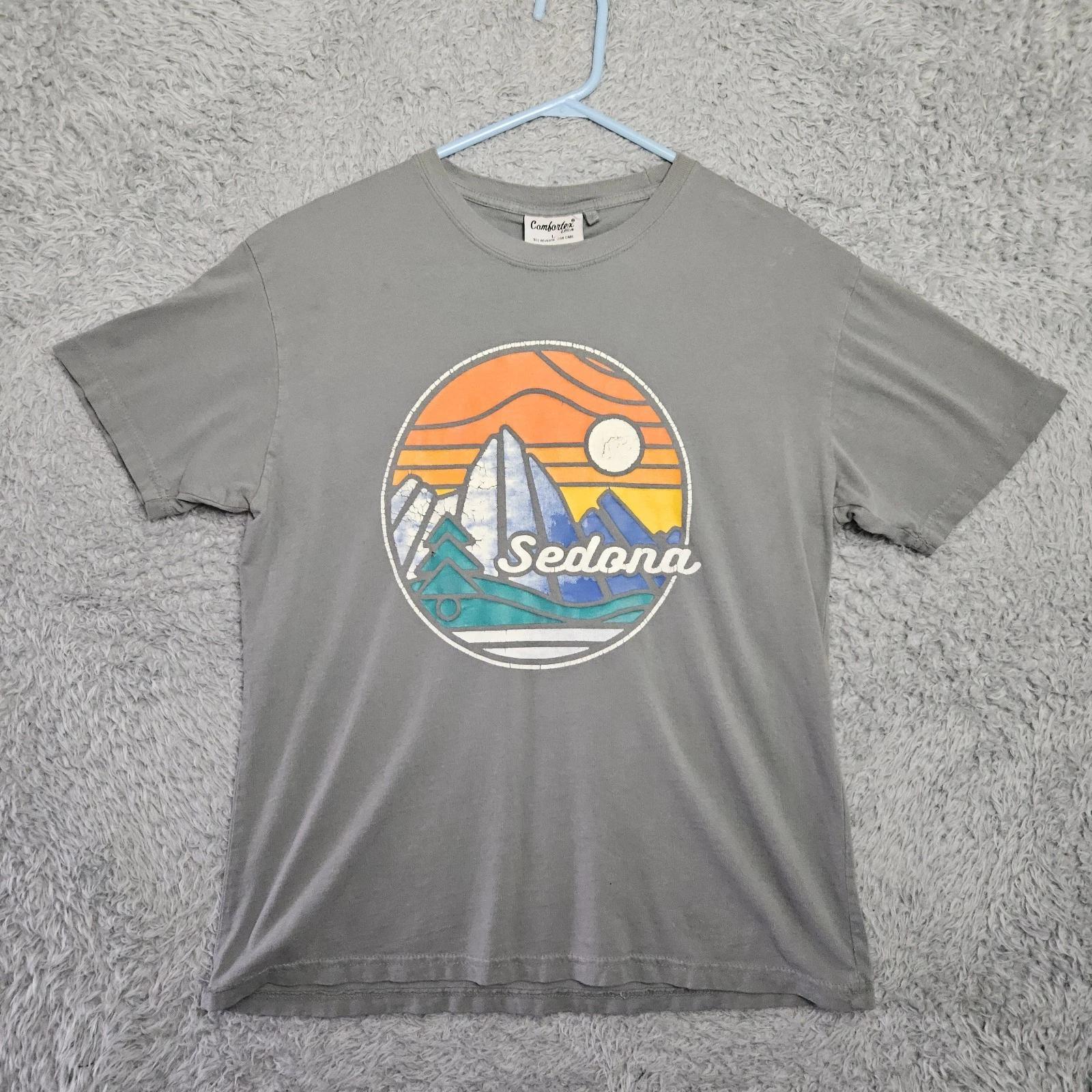 

Sedona Arizona 100% Cotton T-shirt Mens Tees Top Vintage Gray Silk Screened Comfortex USA Men Large XL