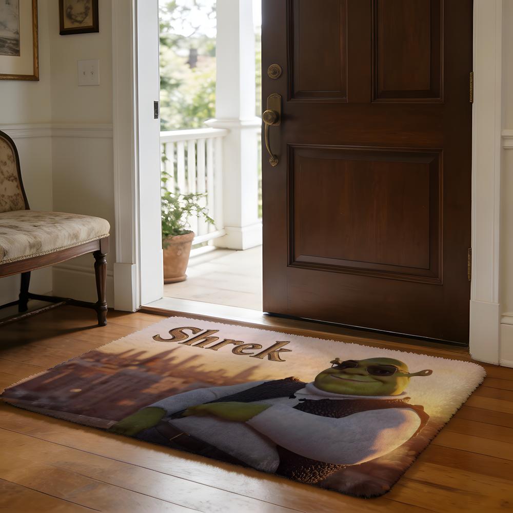 Kwaii Anime SShrekS Floor Mat Soft Flannel Absorbent Mat Non-Slip Rug Home Bedroom Bathroom