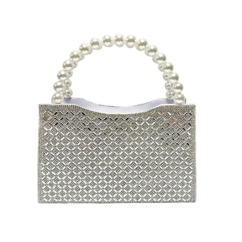 Pearl Handbag - Fashionable Evening Bag - Chain Shoulder Bag - Shiny Crystal Crossbody Bag