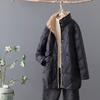 Retro literature and art medium and long stand-up collar down jacket women's winter loose and thin embossed white duck down casual jacket