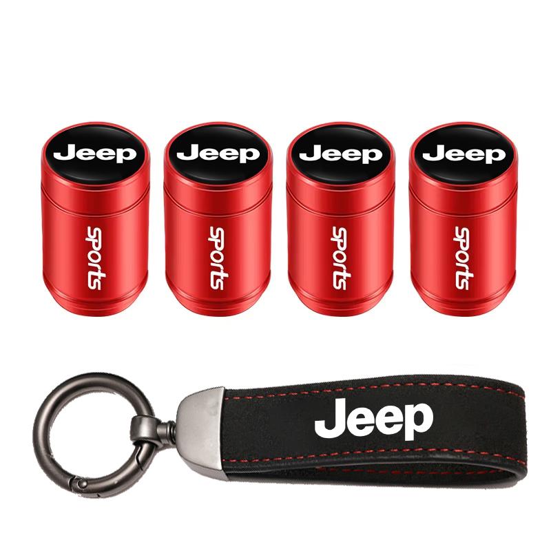 Car Tire Wheel Valve Caps Cover/Car Key Chain Ring Keychain For Jeep Wrangler Grand Cherokee Avenger Compass Wagoneer Gladiator AMR1