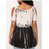 Plus Women Size Tshirt Cold Shoulder Tops Summer Blouse Casual Loose Shirts
