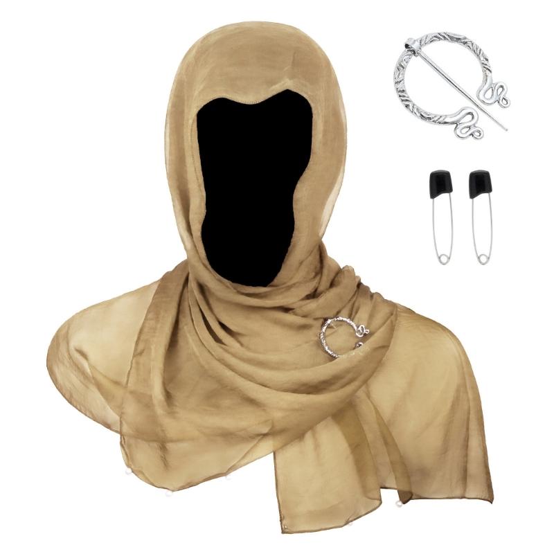 Renaissances Style Adjustable Hooded Scarf Shawl Medieval Vikingly Themed Costume Accessory For Halloween Cosplay