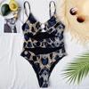 Sexy Gedruckt Bauch Cut Out One Piece Badeanzug Frauen Bademode Weibliche Metel Ringe Gepolsterte Badende Badeanzug Schwimmen La