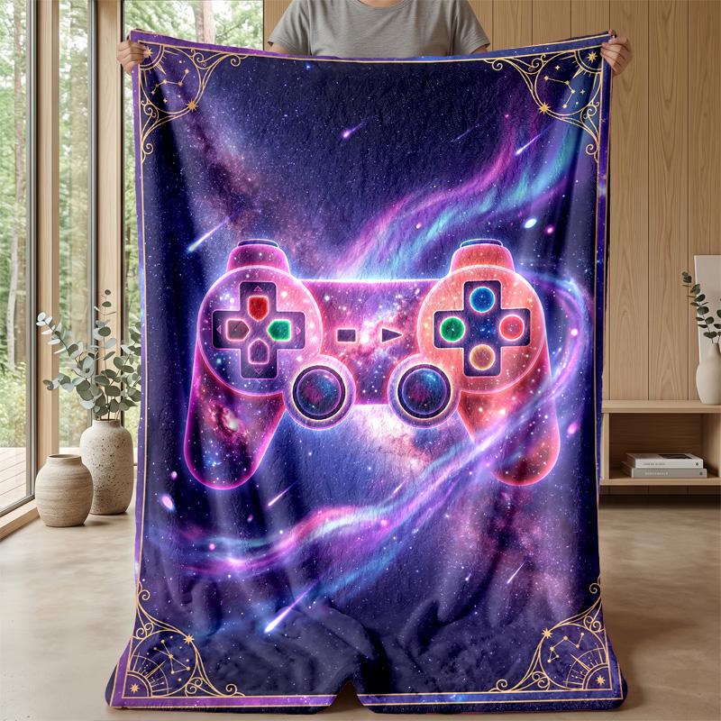 Cosmic Gamepad Art blanket Personalized Name Flannel Blanket Soft Cozy Plush Throw for Sofa Bed Lightweight Home Decor