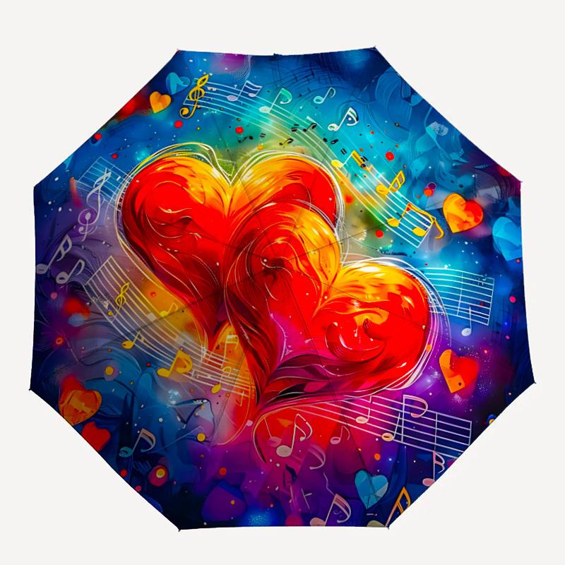 

1pc Heartbeat Music Automatic Open/Close Umbrella with Windproof, 8-Rib Sturdy Canopy, Durable Ribs, Ideal for Gifts yy251117056