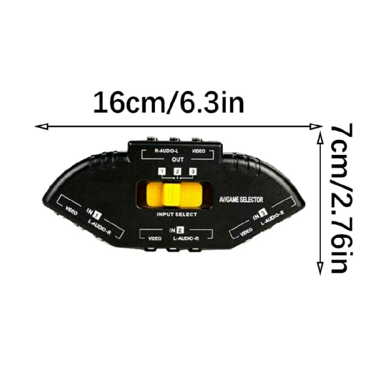 Video Rcas Splitter Switches Box mit 3 Anschlüssen für Mediaplayer Kompakt Leichtes Design Rcas Splitter für Displays