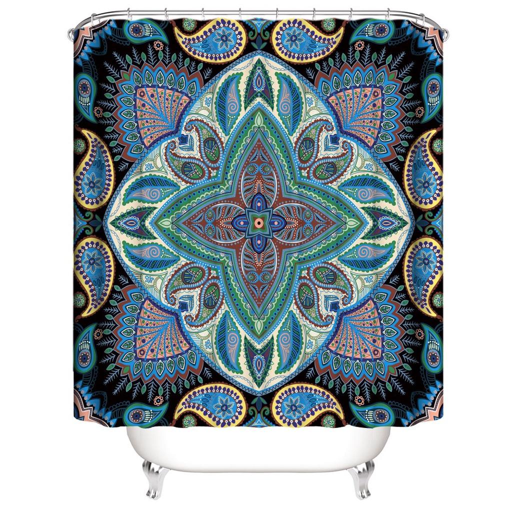 Colorful Bohemian Dinosaur Stone 3d Digital Printing Waterproof Polyester Shower Curtain For Vibrant Bathroom Decor