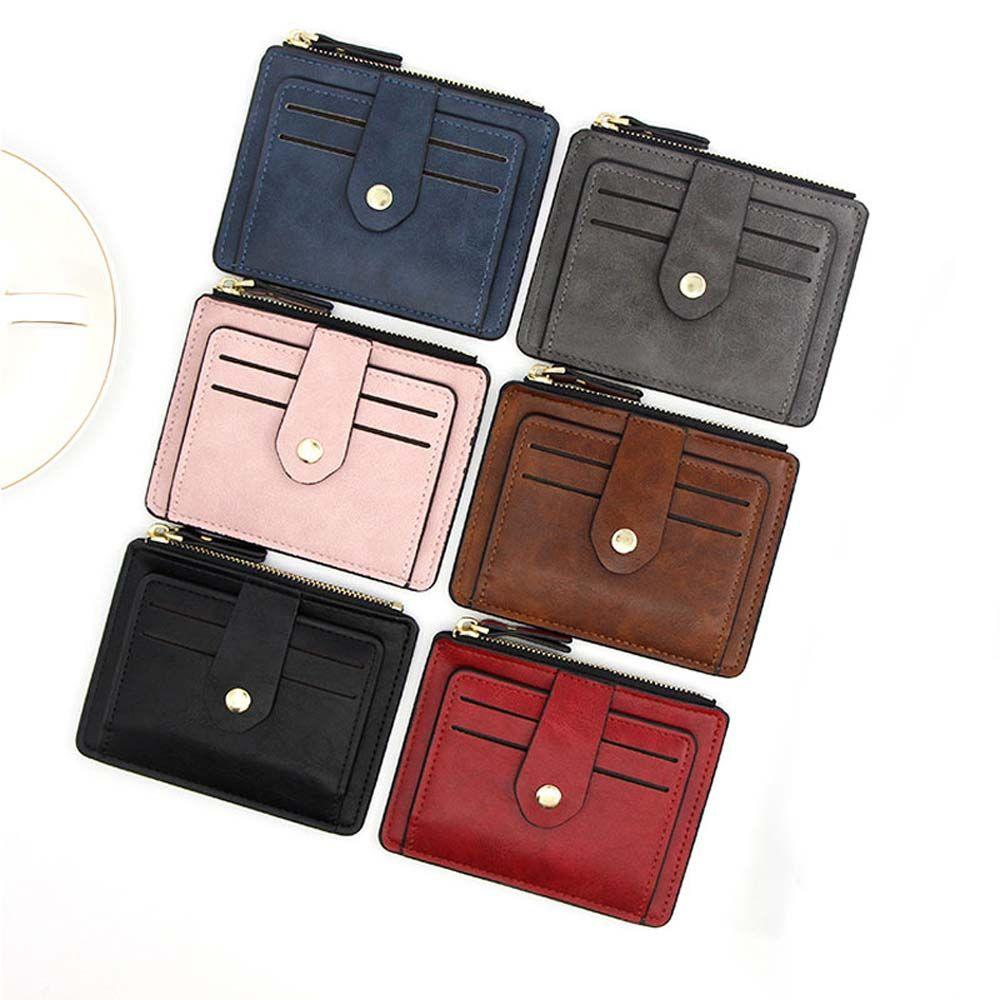 

Business Card Case With Zipper PU Leather Money clips Slim Wallets Credit Card Pocket Coin Purse