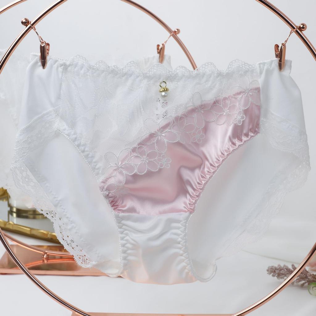 EasyTalk Cute High School Popular Preppy Bowknot Elegant Girly Underwear Panties, Design, Lace, Style, Seamless, Skin-Friendly Panties, Fluffy,