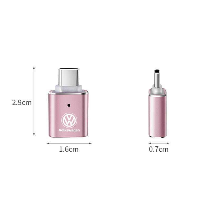 USB To Type-C Adapter LED Light OTG Micro TypeC Female Adapters Connector For Volkswagen VW Golf Amarok T5 Phaeton Teramont ID3