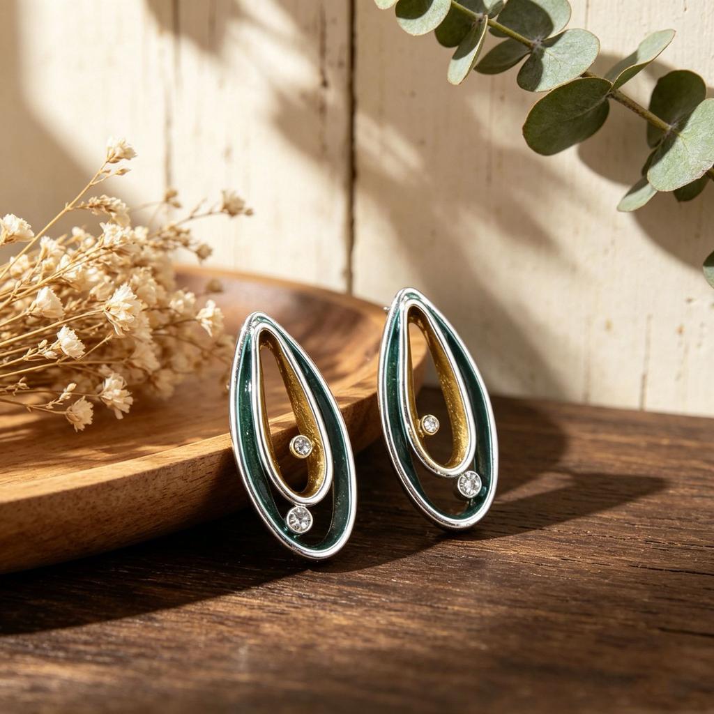Gentle hand-painted enamel color water drop stud earrings European and American style simple design niche temperament versatile earrings