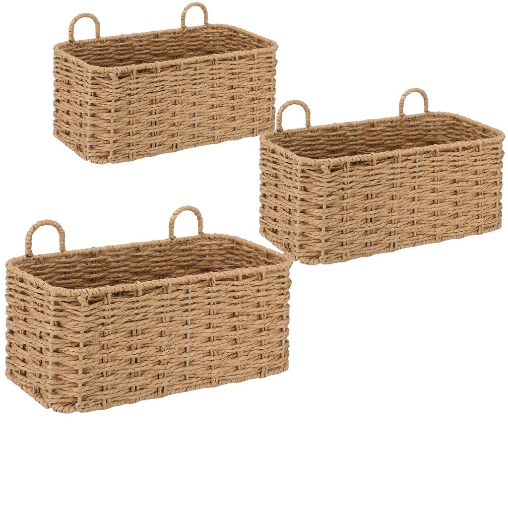 3er Hängekorb-Set Geflochtene Seil-Aufbewahrungskörbe Böhmischer Stil Wandmontierter Organizer für Zuhause und Büro Aufbewahrung