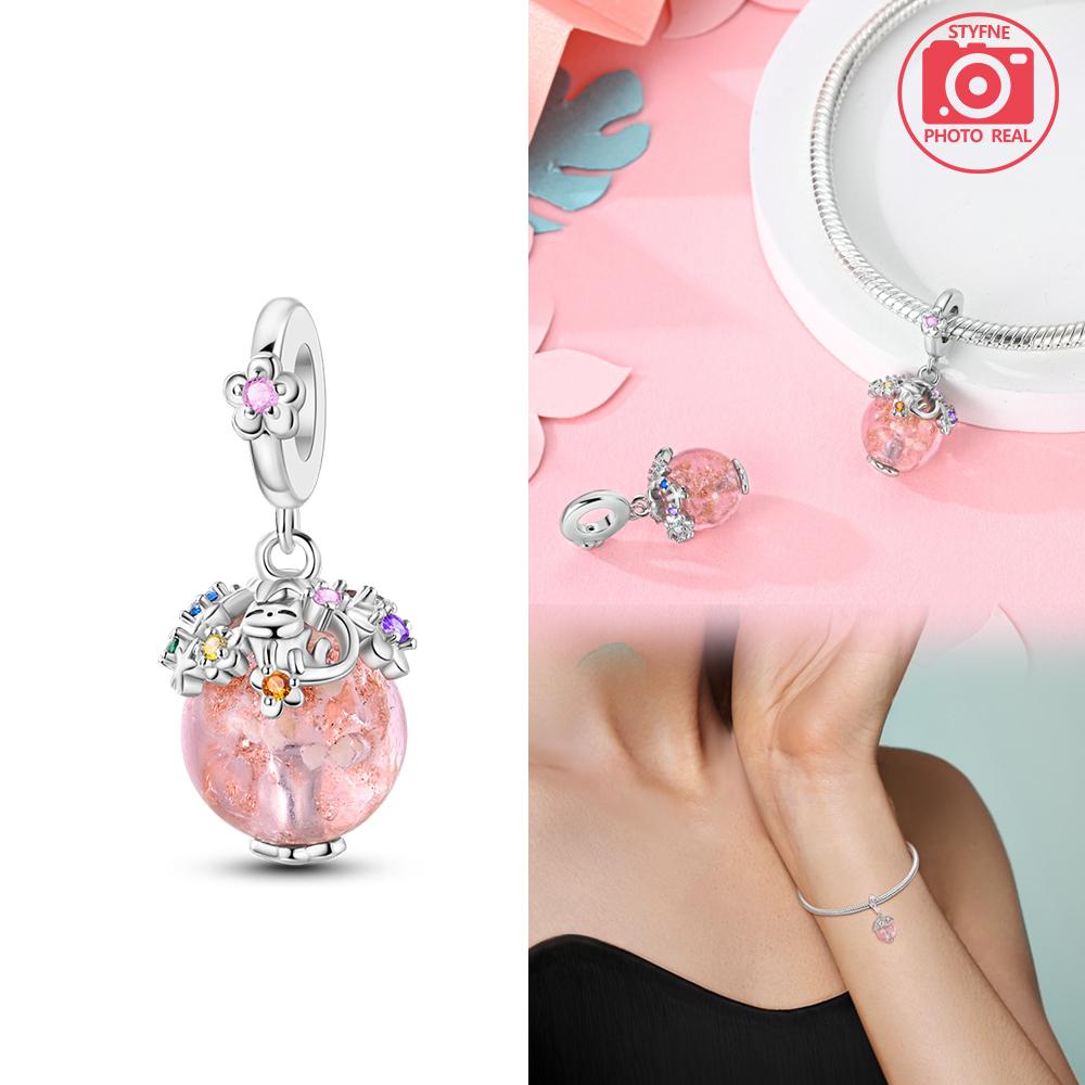 Brand New Copper Metal Colors Luminous Glass Planet Pendant Bead Component Compatible With Copper Metal Colors Authentic Original Bracelets Do It