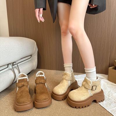 Thick-soled Heightening Muffin Boken Martin Boots Women's 2025 Autumn and Winter New Retro Maillard Small Versatile Short Boots