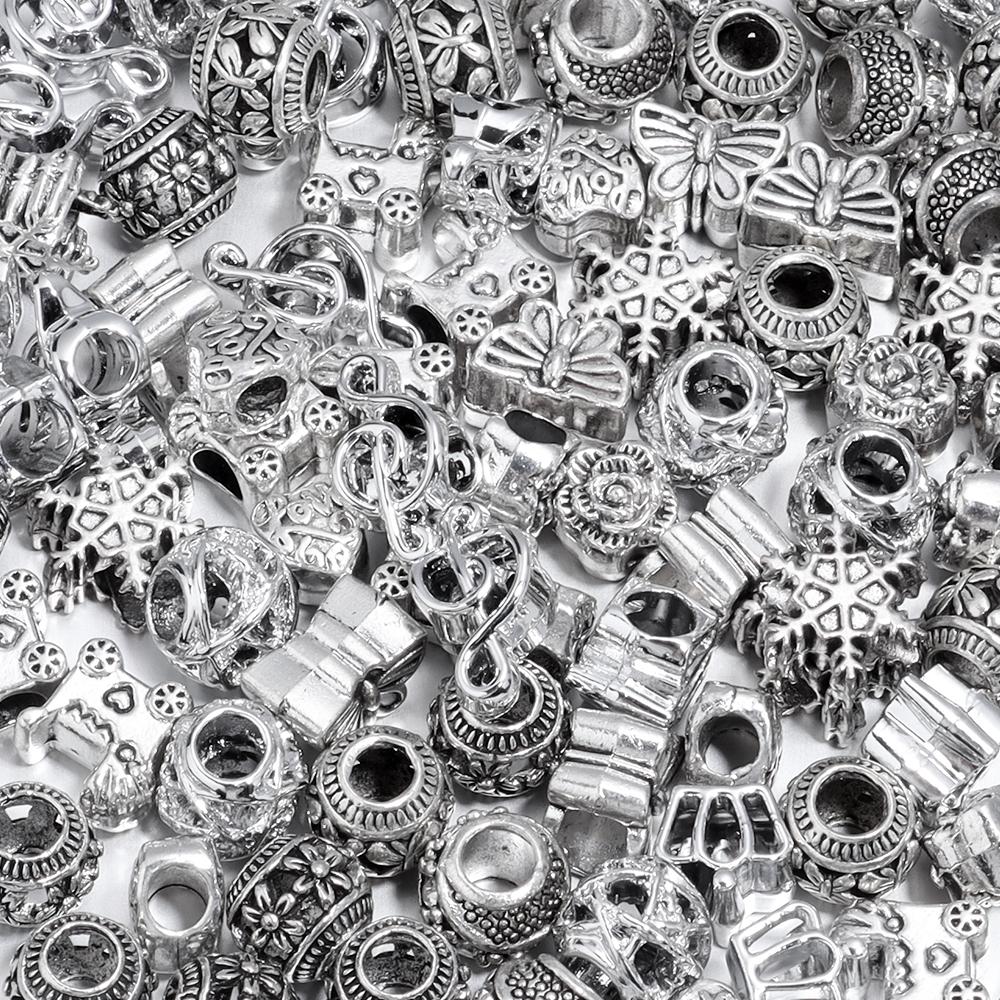 10pcs/lot Alloy Large Holes Beads Simple Pendant Charm Beads Fit DIY Original Bracelet Jewelry Making Accessories