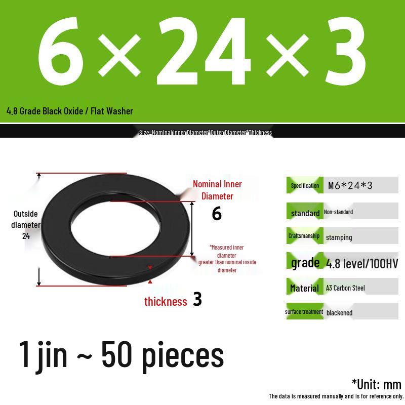 Blackened Enlarged Thickened Metal Washer - M3-M42
