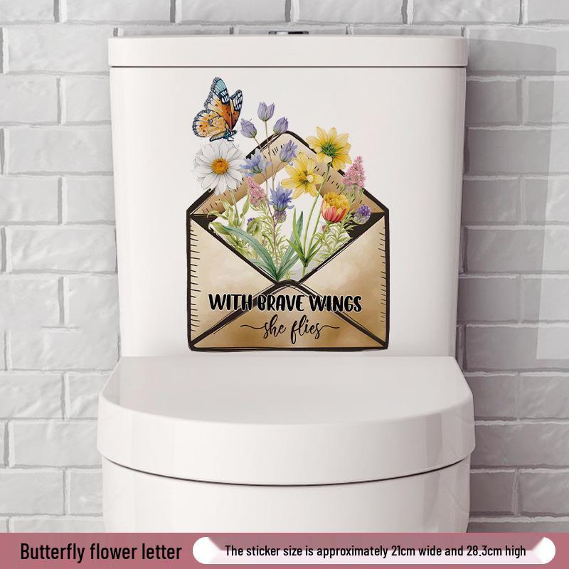 Self-Adhesive Flower Butterfly Wall Stickers for Girls' Bedroom or Children's Bathroom Decoration