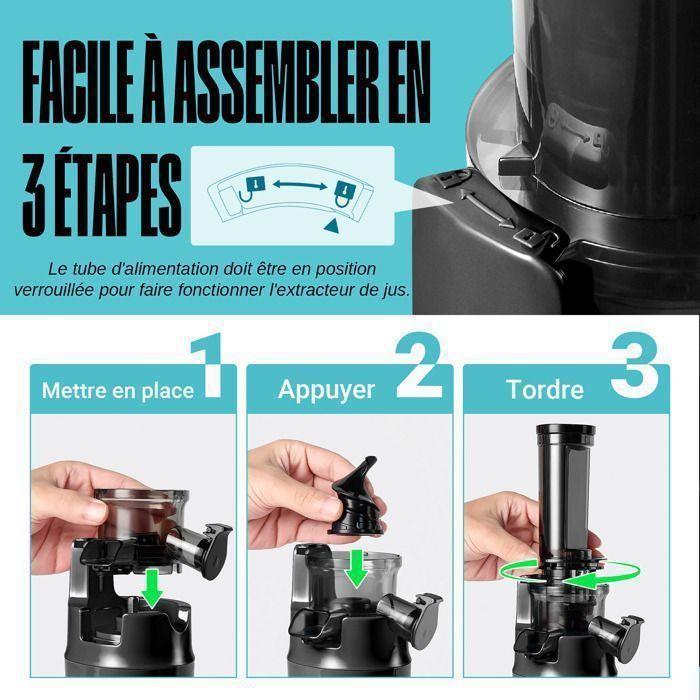 Extracteur de Jus - VENTRAY - Ginnie - Compact - 60 tr/min - Noir