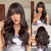 Wine Red Long Wavy Synthetic Wig High Temperature Natural Wig with Bangs Colorful Party Cosplay Hair for Black Women