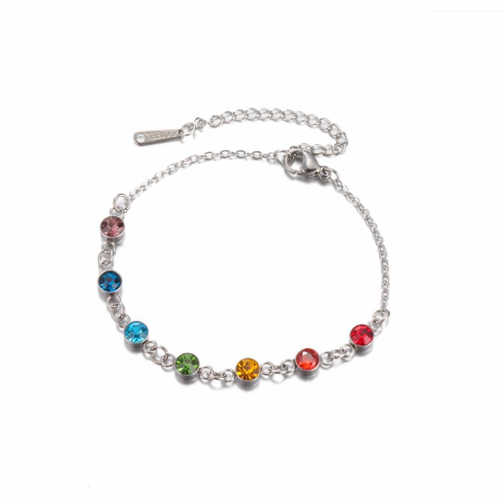 7 Rhinestones Chakra Yoga Charm Bracelet Stainless Steel Gold Hand Bracelets Women Spiritual Jewelry Birthday Gift