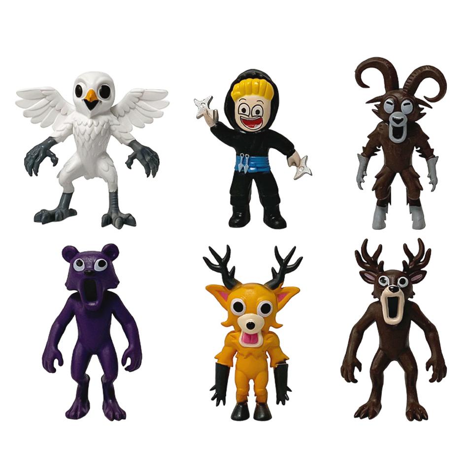 Hot Anime 99 Nights in the Forest 6pcs Christmas reindeer Action Figure PVC Model Desktop Ornaments Toy Holiday Gift