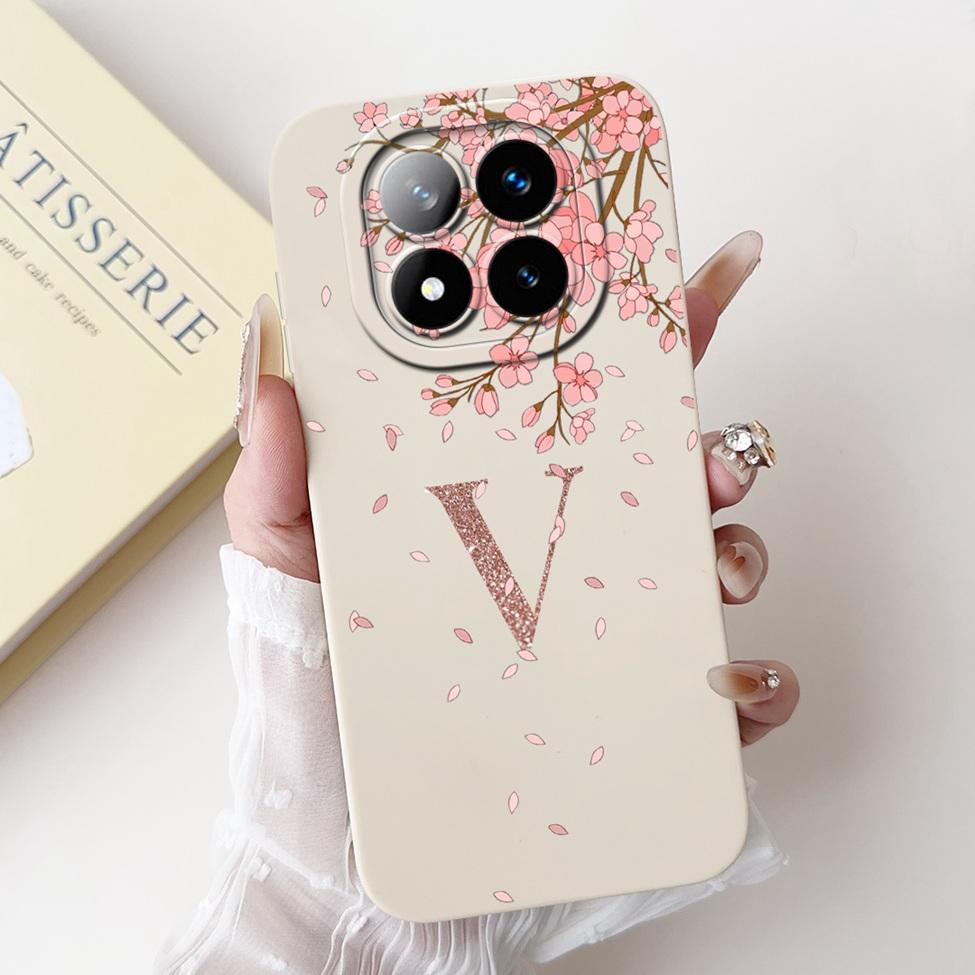 For Redmi Note 14 Pro Plus 5G Case Fashion A-Z Letters Luxury Flowers Shockproof Silicone Cover For Redmi Note 14 Pro+ 5G Funda