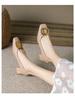 Scarpe in Pelle con Tacco Chunky e Punta Quadrata - Versatile Tacco Medio per Lavoro e Moda