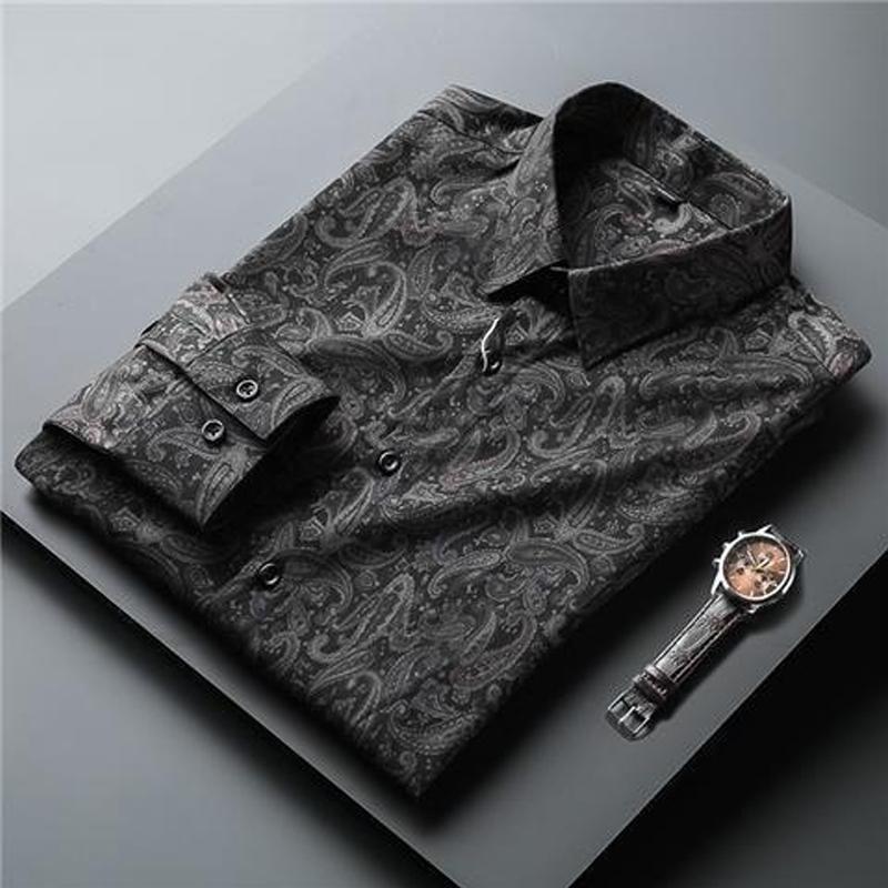 Men's Clothing Printing Capable Handsome Temperament Turn-down Collar Button Office Fashion Business Casual Formal Shirts