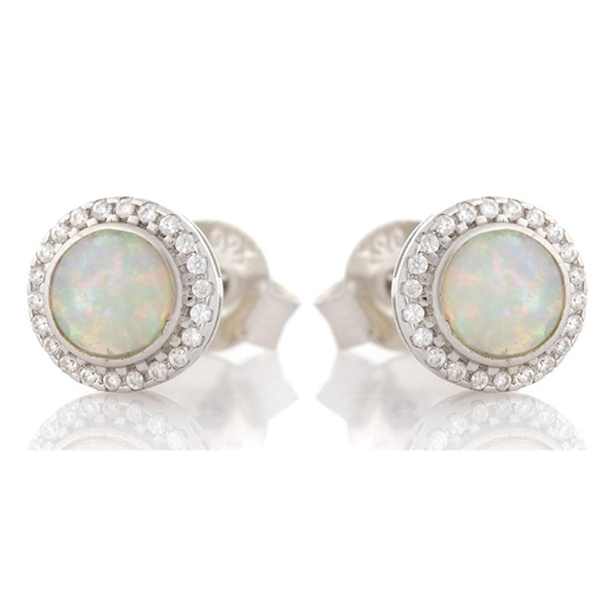 

Les Trésors De Lily [R5599] - Серебряные серьги ручной работы Богиня опала белое серебро (родий) - 8 мм