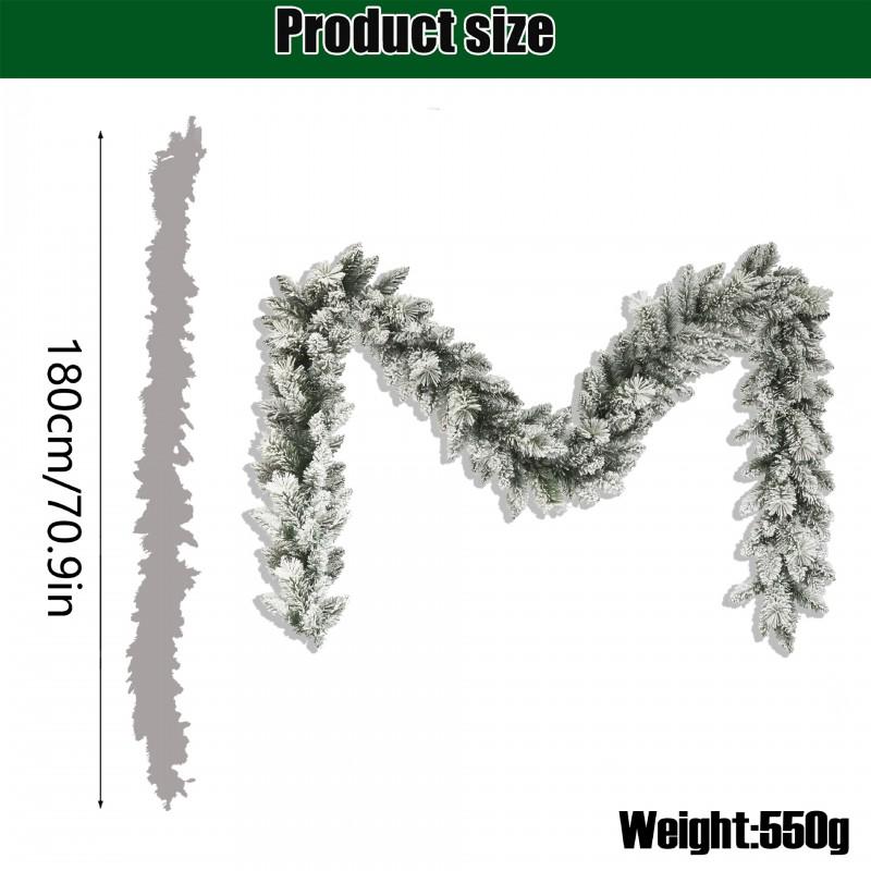 Flocked PE Christmas Garland Vine Stair Railing Door Wreath Decor US Style Holiday Home Decoration