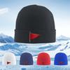 Red triangular flag waving black background Men Women Unisex Knitted Hat Beanie Pullover Cap Winter Thermal Warm Christmas Outdo