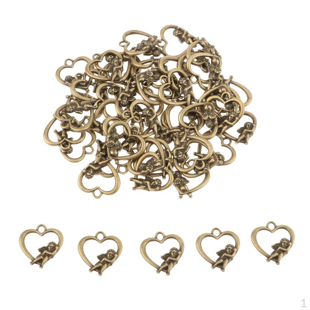 50 Charm Handcraft Alloy Pendants Crafts Finding for Jewelry Necklace Antique Bronze