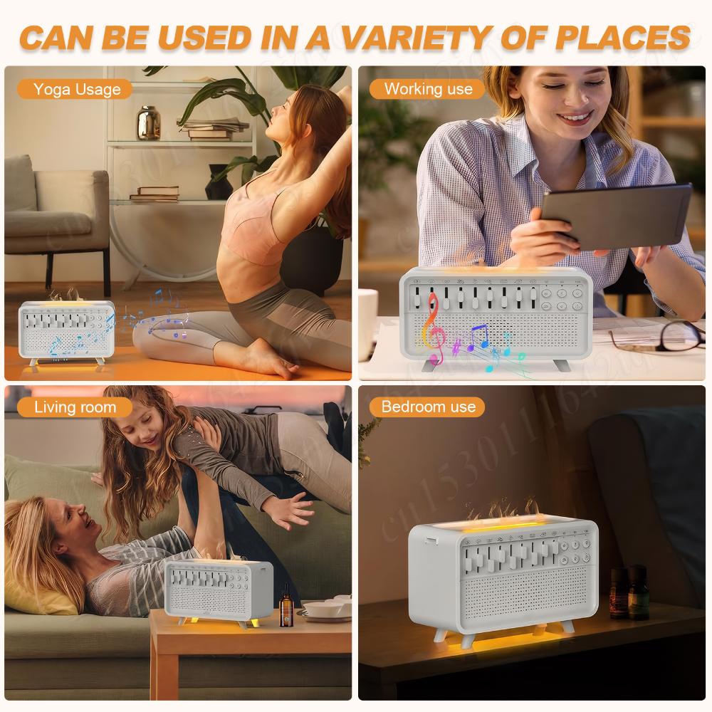 2025 New White Noise Machine Diffuser Sleep Sound Machine Essential Oils Humidifier Aroma Diffuser Night Light Bluetooth Speaker