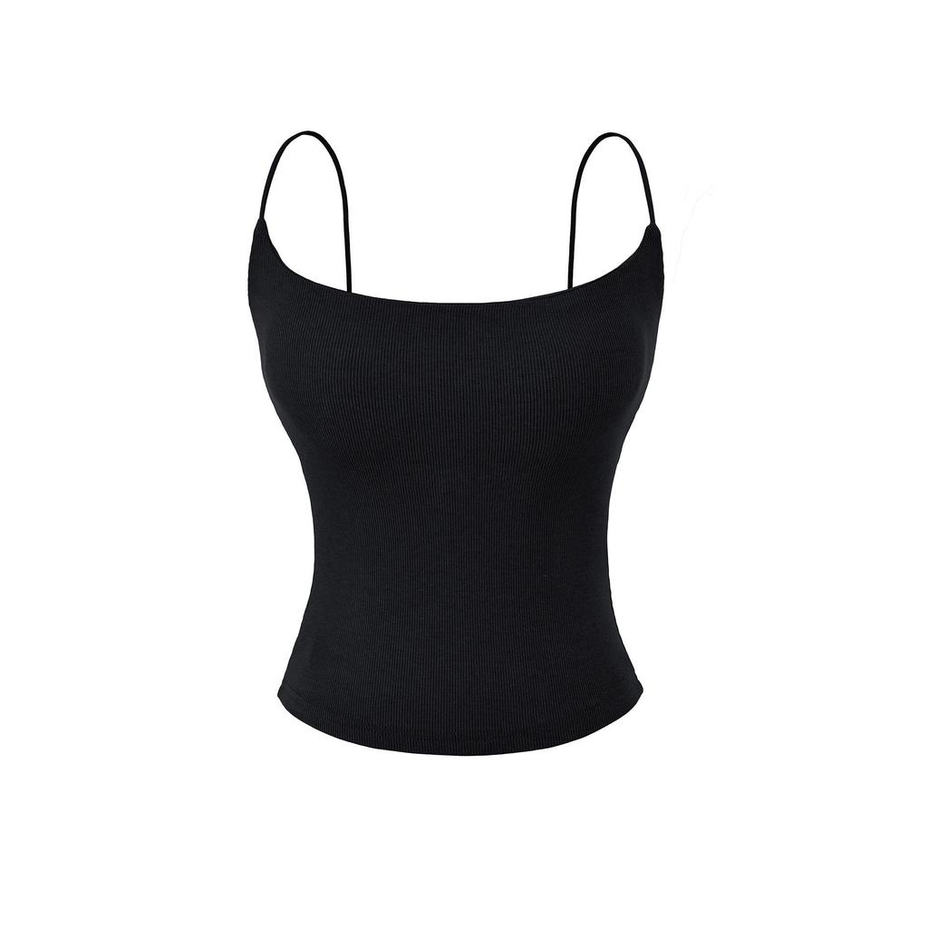 Seamless Padded Camisole with Elastic Straps, Sweat-Absorbent Cotton-Feel Lingerie Top, Versatile Multi-color Options