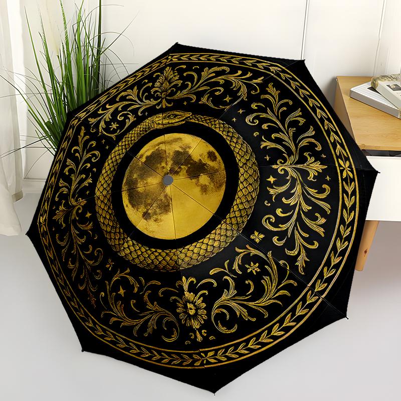 Snake Theme Design Folding Umbrella-Fashionable Auto-Open Design 8 Iron Ribs Plastic Handle Foldable Sunshade,Perfect Gifts