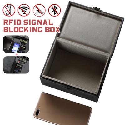 Faraday Box RFID Signal Blocking Case Crazy Horse Leather Anti-Theft Shielding for Car Keys Bank Cards Smartphone