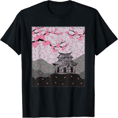 Vintage T-Shirt im japanischen Stil mit Kirschblüten