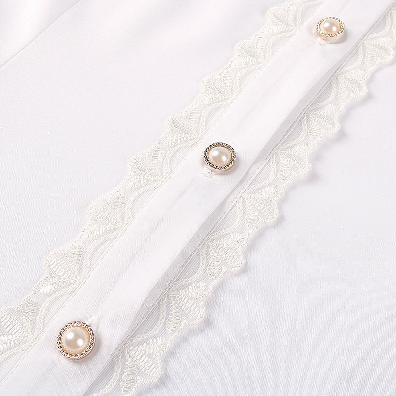 Women's Vintage Ruffle Collar Shirt Spring New Arrival High Neck Lace Trim Button Down Shirt Elegant Gothic Blouse Tops