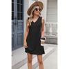 New Women's Pocket Casual Summer Solid Color V-neck Dress