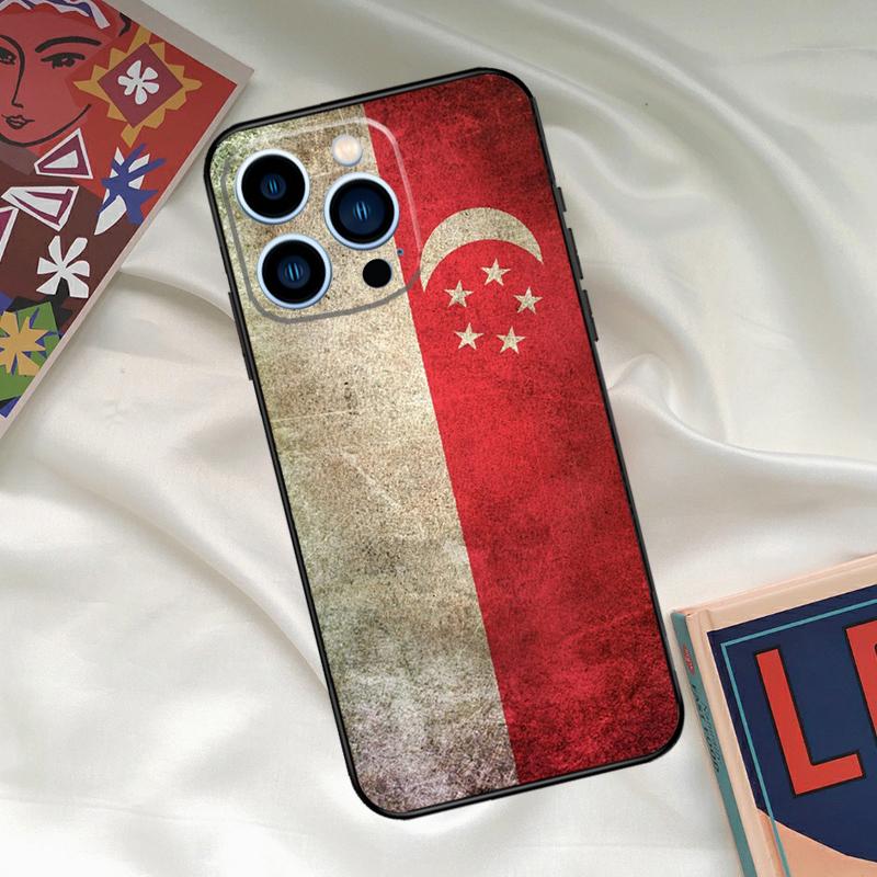 Singapore Flag Phone Case For iPhone 17 16 15 13 12 11 14 Pro Max 16 Plus 12 13 Mini 16e 17 Air Funda Cover