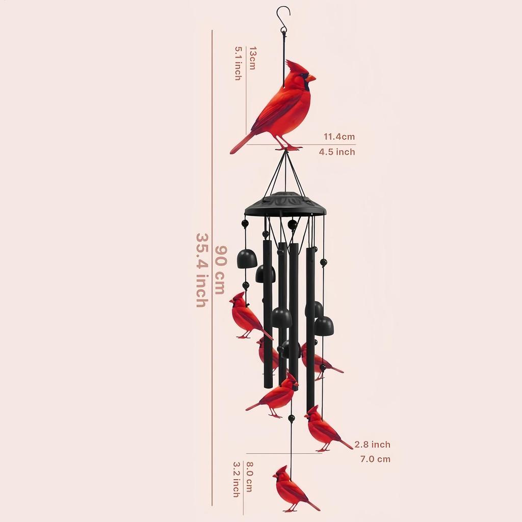 Cardinal Wind Chimes Outdoors Memorial Decoration Bird Windchime For Christmas Outside Garden Patio Yard Apartment Loss Of Mom