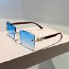 Rimless Square Sunglasses Men  New Gradient Casual Shades Women Trendy Vintage Brand Design Multicolor Sun Glasses