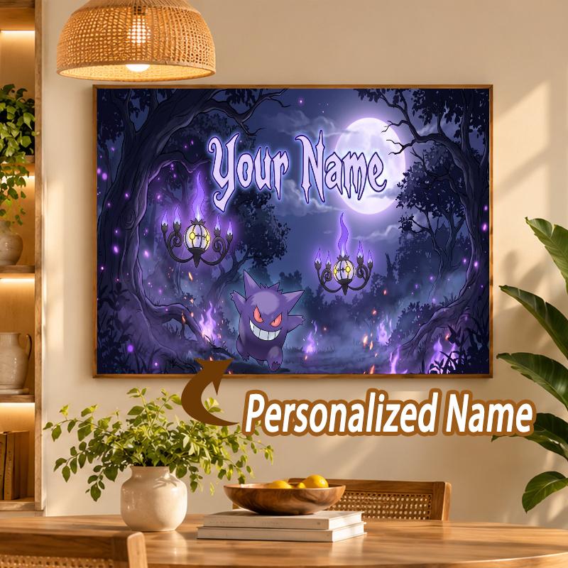 Gengar Custom Name Diamond Painting Personalized 5D Full Drill DIY Diamond Art Home Decor