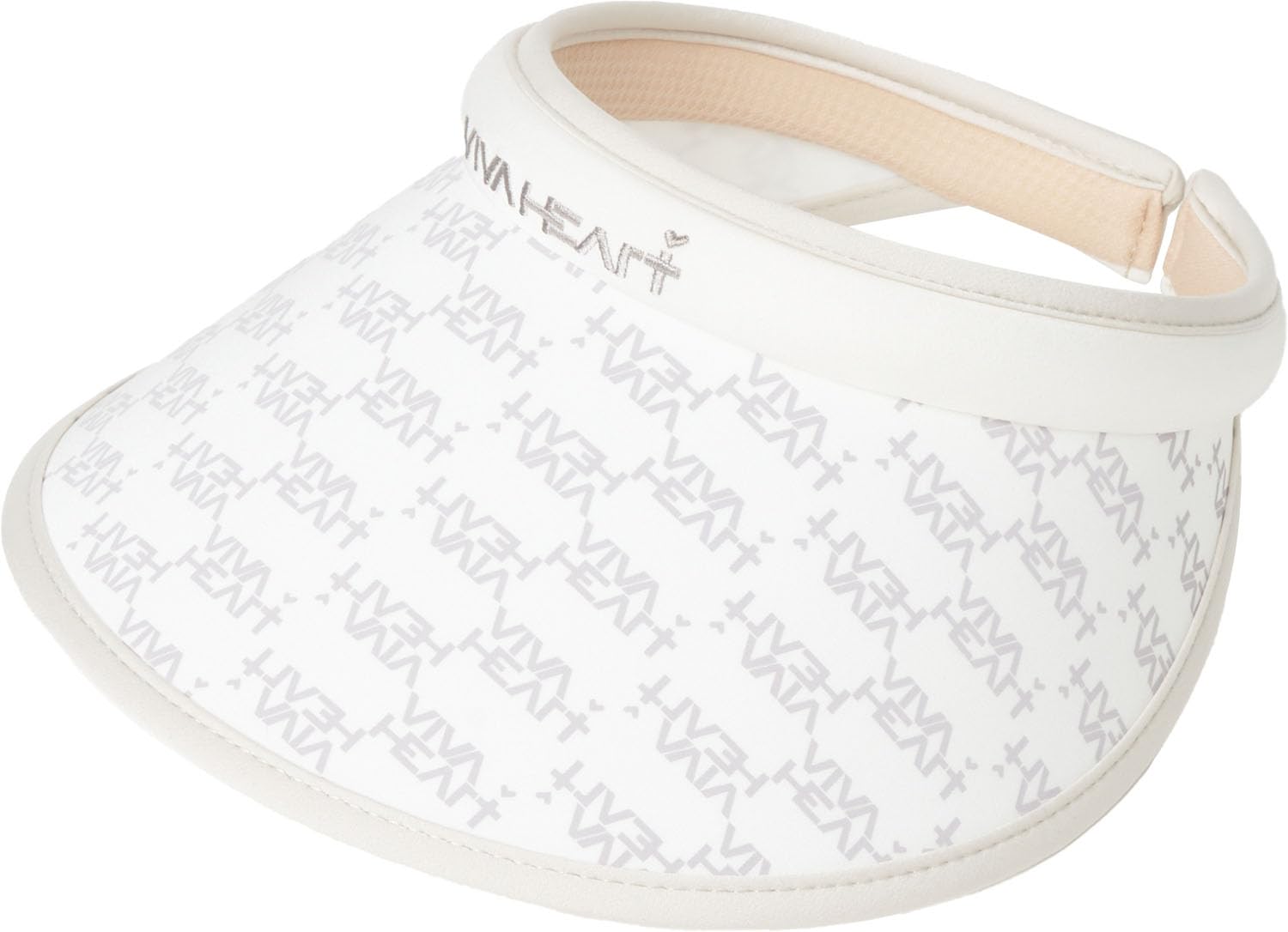 

[Viva Heart] Женская шляпа для гольфа, Монограммный козырек, Регулируемый размер, Молочно-белый