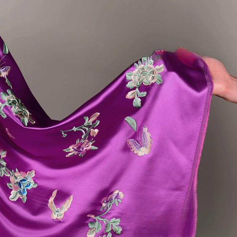 Embroidery Acetic Acid Silk Fabric Jacquard Cheongsam Dress Clothing Designer Wholesale Cloth Diy Sewina By Half Meters Material