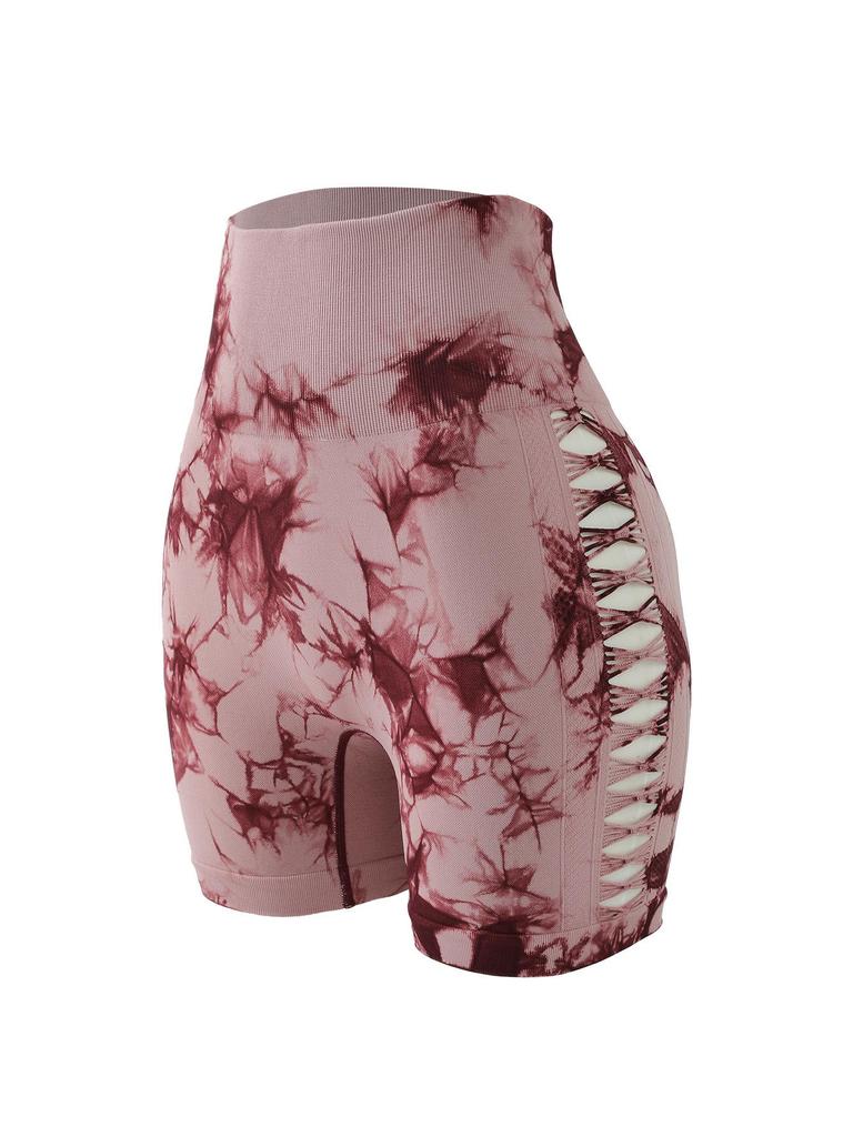 Cross-Border Tie-Dye Hip-Lifting Hollow Yoga Leggings: Slim Fit, Sports & Cycling Pants